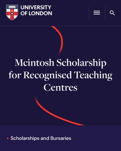University of London official website page for McIntosh Scholarship for Recognised Teaching Centres