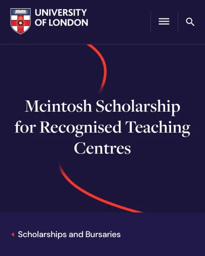 University of London official website page for McIntosh Scholarship for Recognised Teaching Centres
