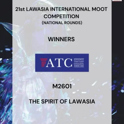 Official LAWASIA announcement naming Team ATC (M2601) winners of the Spirit of LAWASIA award at the 21st LAWASIA International Moot Competition